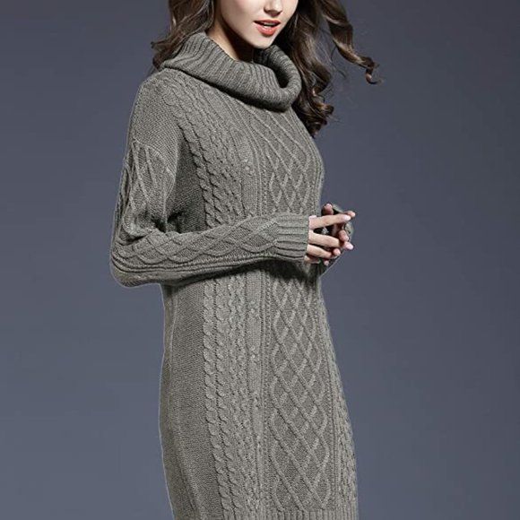 CHICELY Long Sleeve Turtle Neck Sweater Dress - Picture 7 of 7